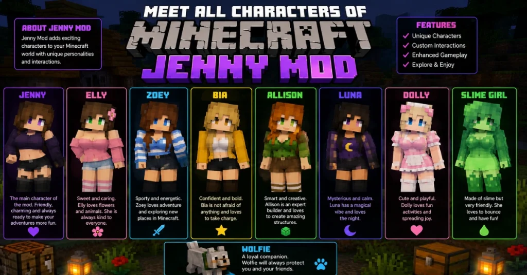 Meet All Characters of Minecraft Jenny Mod 