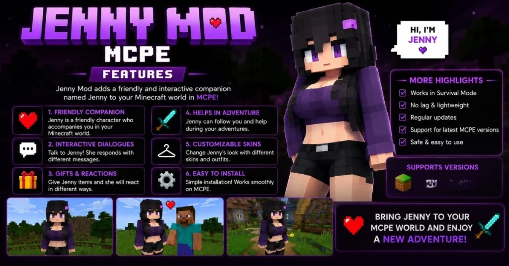 Features of Jenny Mod MCPE